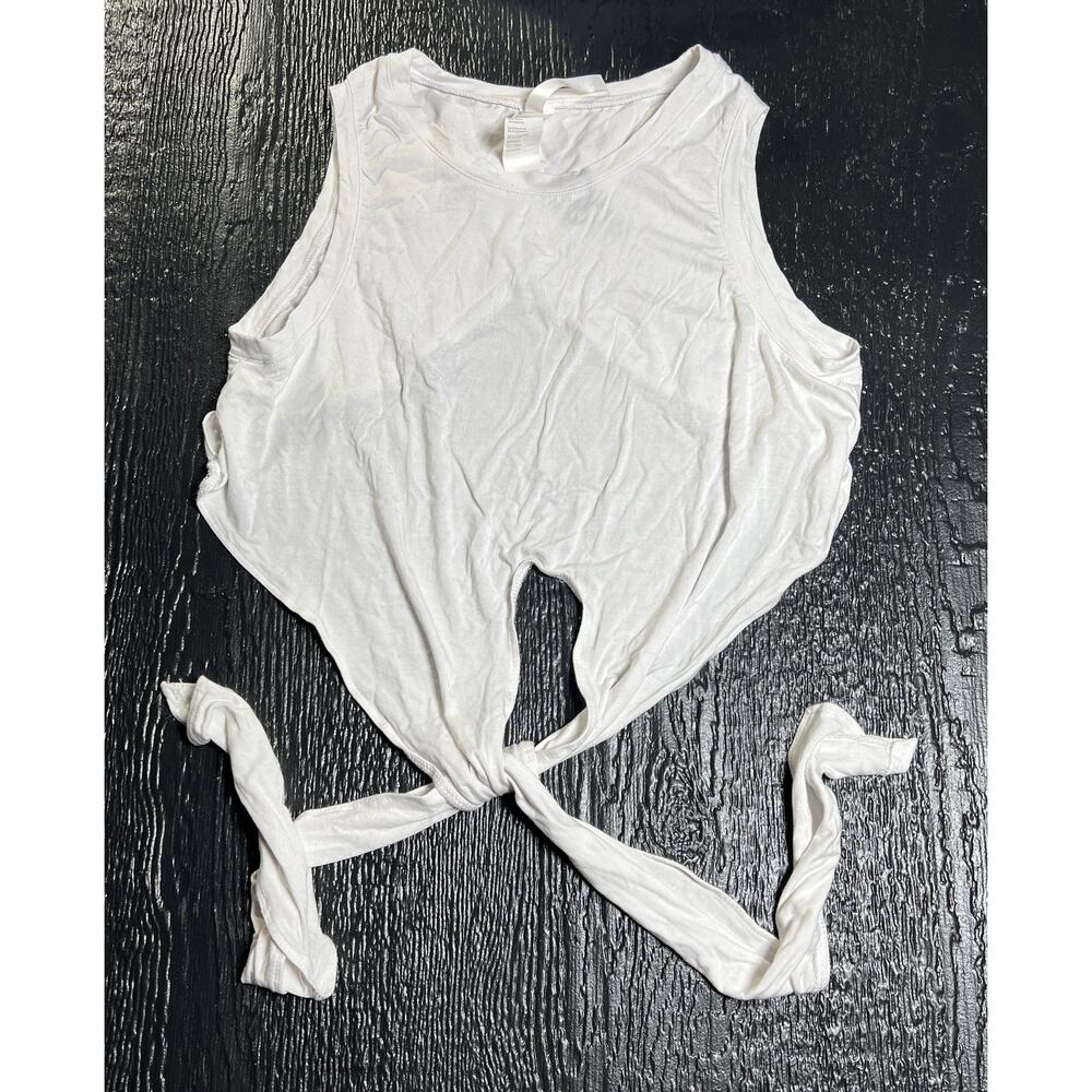 Fabletics White Crop Top, Size Medium, Back Tie